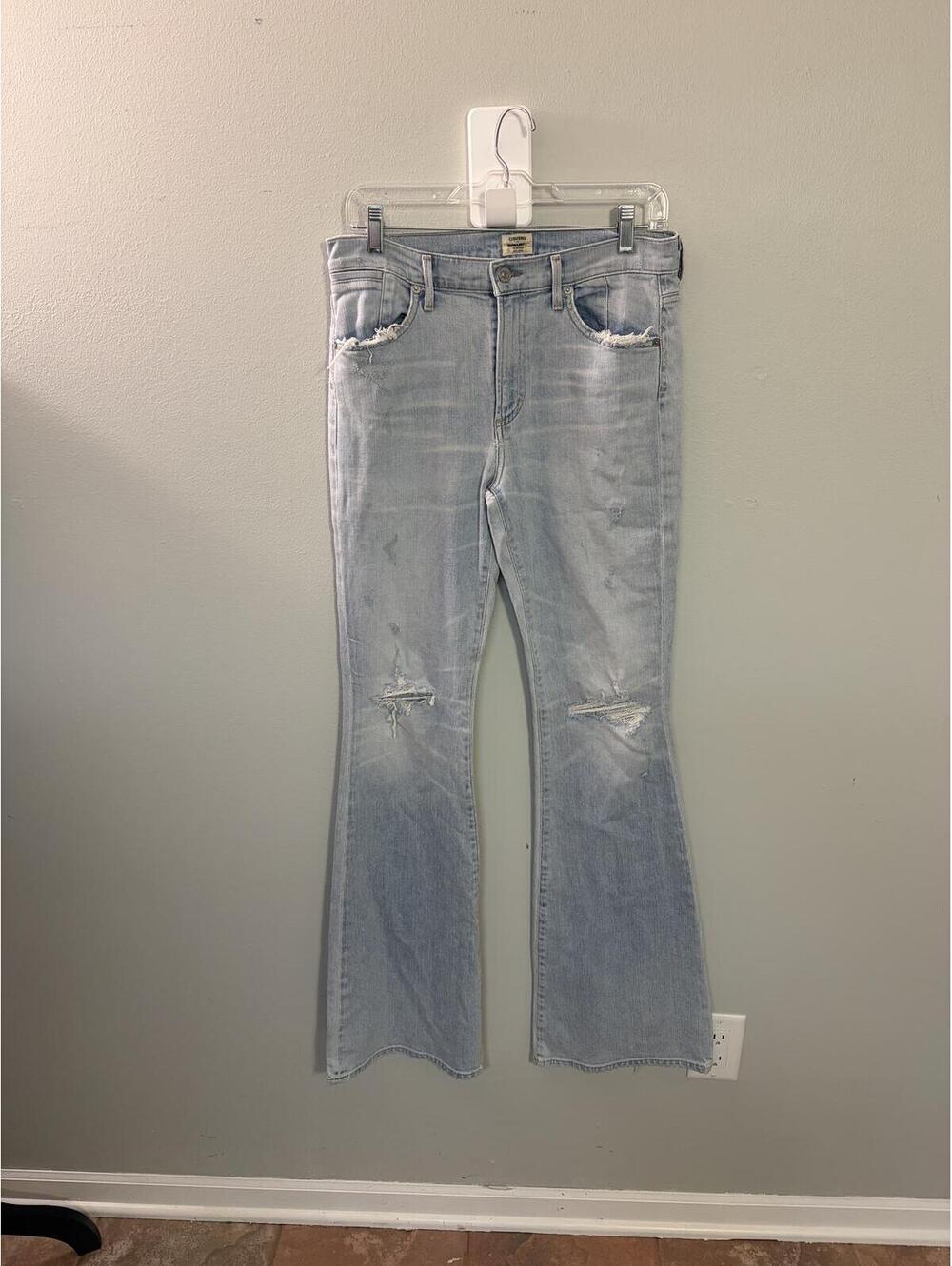 Premium Vintage High Rise Flare Jeans Light Wash Waist 29